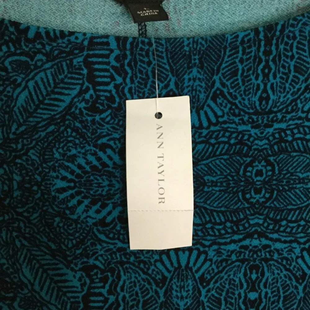 Ann Taylor Blue Paisley Crepe Dolman Sleeve Dress
